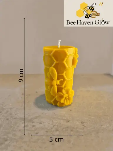 Świeczka z wosku pszczelego "Plaster Miodu z Kwiatem"